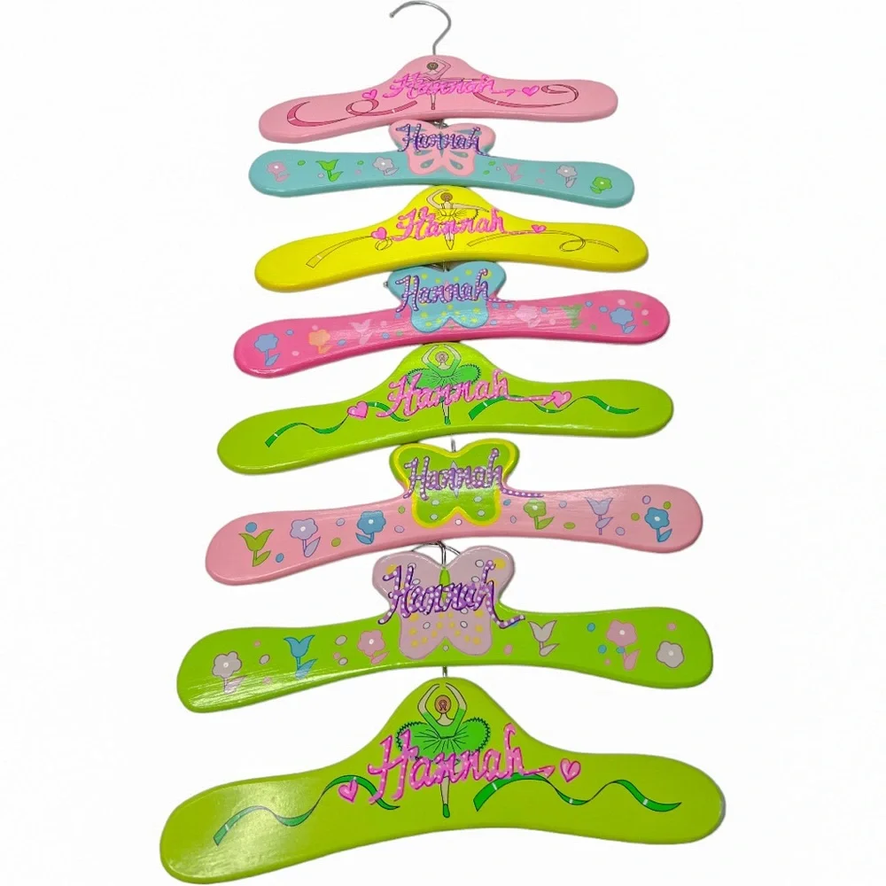 Closet Hangers Kidorable Hannah Personalized Painted Green and Pink